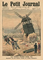 Att dra ner en av de sista väderkvarnarna på Butte Montmartre, illustration från 